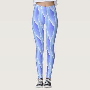 Leggings Patrón de onda de Curva Azul abstracto #4