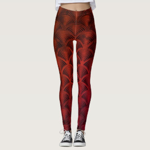 Leggings Patrón de onda rojo y negro