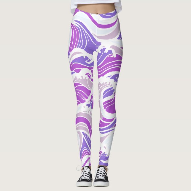 Leggings Patrón de Onda Violeta (Anverso)