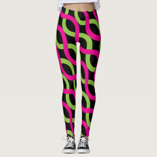 Leggings Patrón de ondas alternas rosadas y verdes socialit