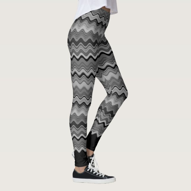 Leggings Patrón de ondulación gris gris plateado negro (Derecha)
