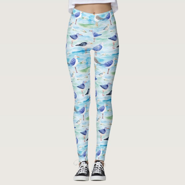 Leggings Patrón de orilla de chorlito costero (3) (Anverso)