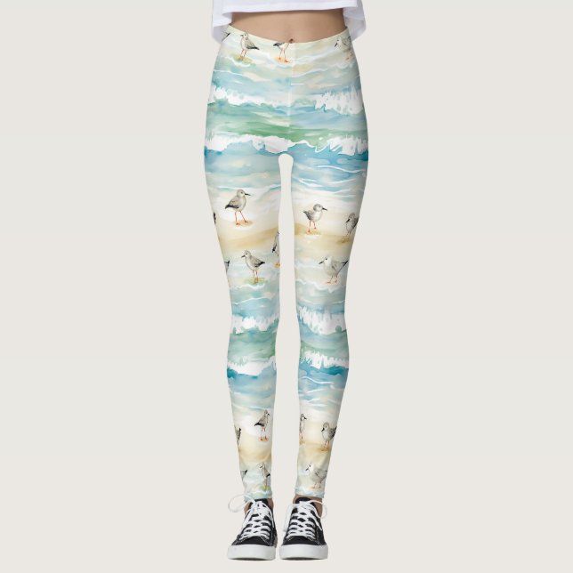 Leggings Patrón de orilla de chorlito costero (5) (Anverso)