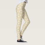 Leggings Patrón De Oro Art Deco Sobre Blanco<br><div class="desc">Este elegante diseño presenta un bonito patrón geométrico Art Déco dorado sobre un fondo blanco.</div>