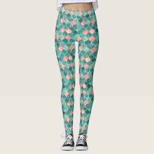 Leggings Patrón de oro turquesa rosa elegante