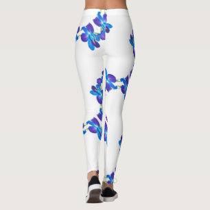 Leggings Patrón de orquídeas azules