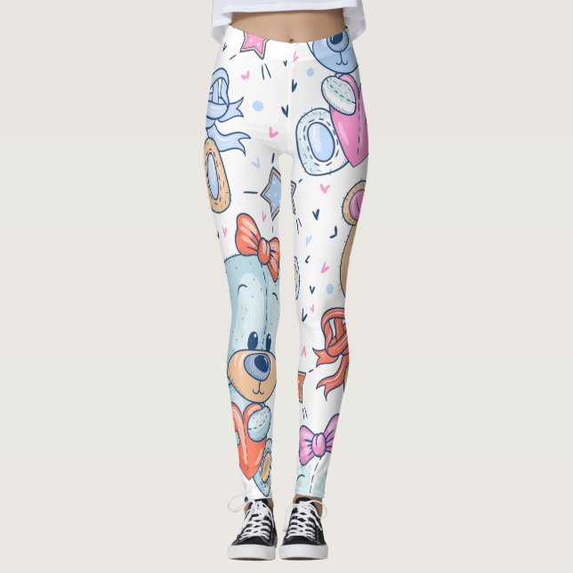 Leggings Patrón de oso de peluche (Anverso)