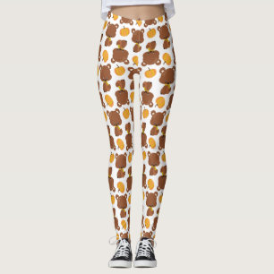 Leggings Patrón De Osos, Osos Cubiertos, Caída, Calabazas
