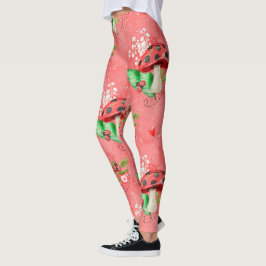 Leggings Patrón De Padybug Rosa Y Musambre
