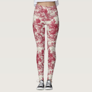 Leggings Patrón de paisaje pastoral de toile carmesí