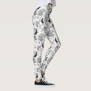 Leggings Patrón de paisley en negro y blanco – Arte textil 