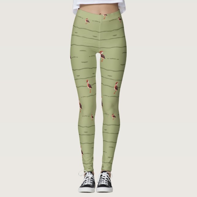 Leggings Patrón de pájaro de los trenes de Okinawa - Elegan (Anverso)