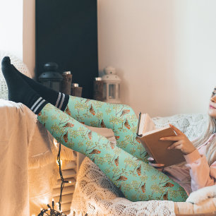Leggings Patrón de pájaro Robin europeo pintado de época