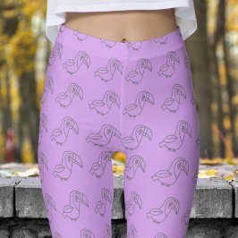 Leggings Patrón de pájaro táctil de Ube