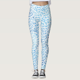 Leggings Patrón de pájaros acuarela azul claro