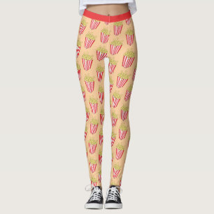 Leggings Patrón de palomitas de diversión nocturna de pelíc