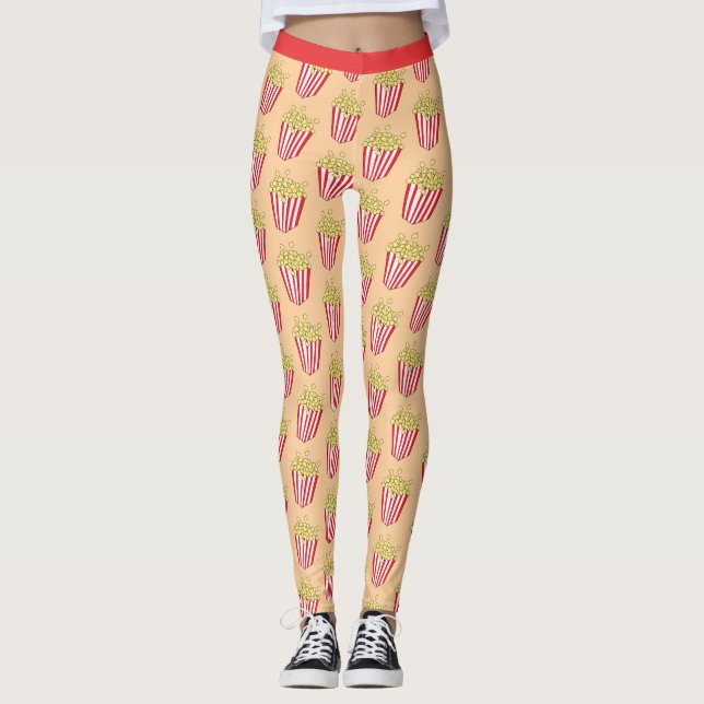Leggings Patrón de palomitas de diversión nocturna de pelíc (Anverso)