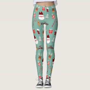 Leggings Patrón de pan de canto de canto de reno de Santa