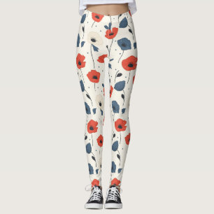Leggings Patrón de paneles acuáticos - rojo, azul y blanco
