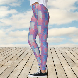 Leggings Patrón de parche azul vintage