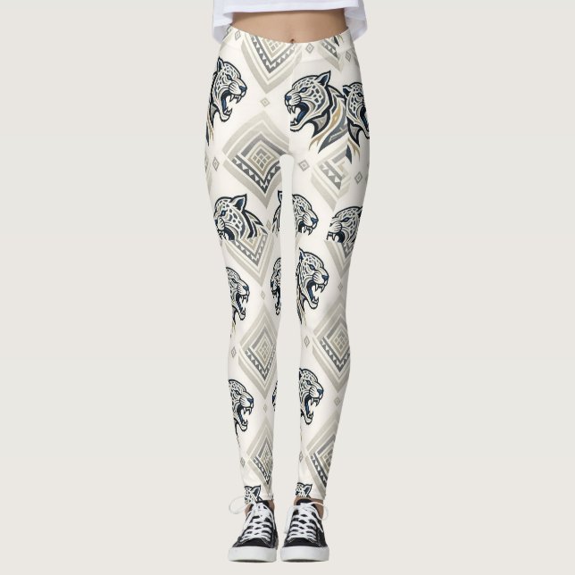 Leggings Patrón de parche de leopardo geométrico (Anverso)