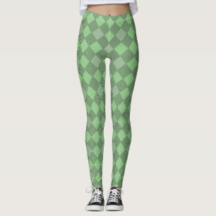 Leggings Patrón de parches controlados 01 w LGreen BG