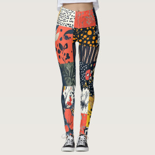 Leggings Patrón de parchwork floral vintage (7)