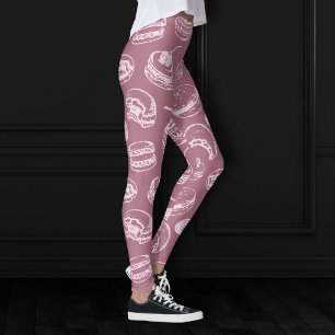 Leggings Patrón de pasteles franceses   Tratamiento rosa mo