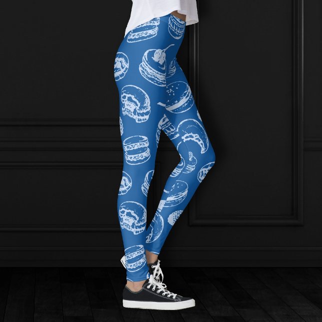 Leggings Patrón de pasteles franceses | Trato dulce azul cl (Subido por el creador)