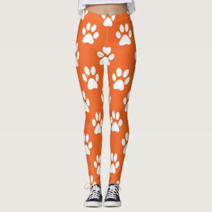 Leggings patrón de patas naranja y blanco