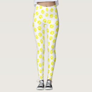 Leggings Patrón De Patas, Patas De Perro, Patas Amarillas