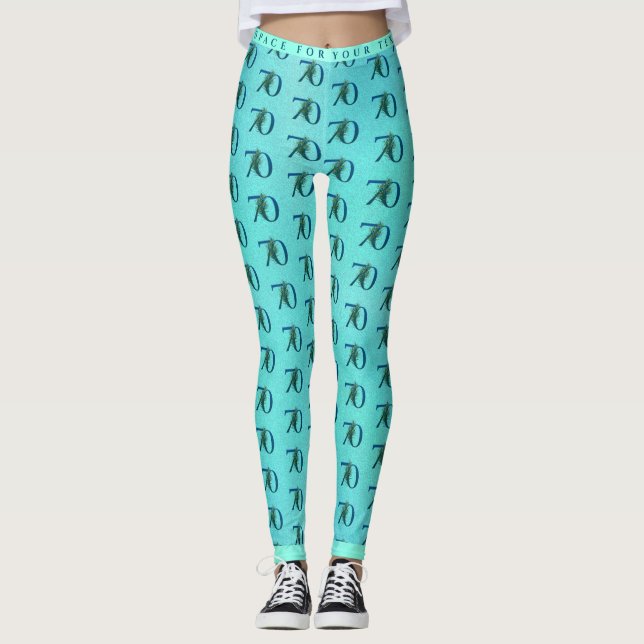 Leggings Patrón de pavo real para 70 cumpleaños o aniversar (Anverso)