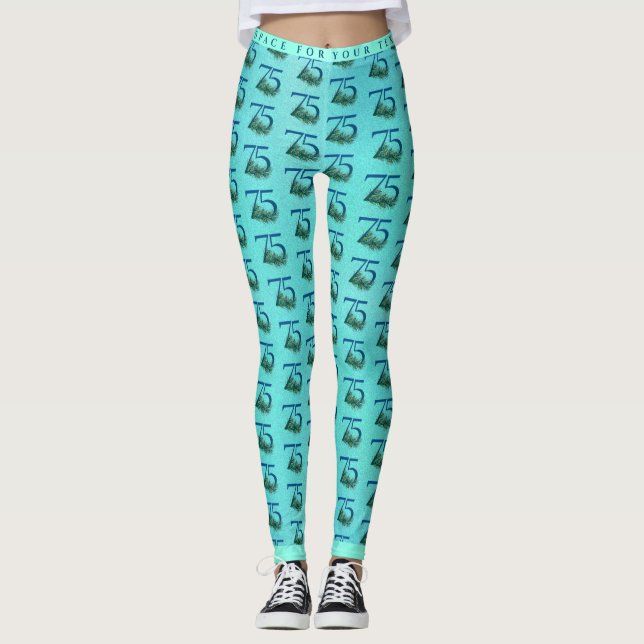 Leggings Patrón de pavo real para 75 cumpleaños o aniversar (Anverso)