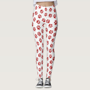 Leggings Patrón De Paws, Paws De Perro, Papas Rojas