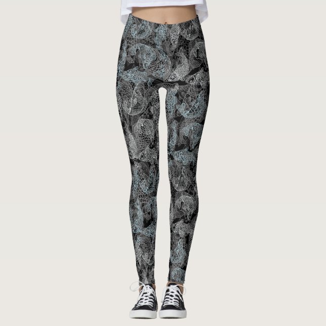 Leggings Patrón de peces, doble color b. Black BG (Anverso)