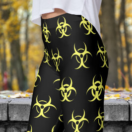 Leggings Patrón de peligro de la biotecnología amarillo y n