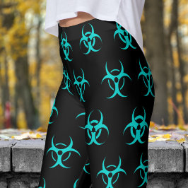Leggings Patrón de peligro de la biotecnología azul y negro