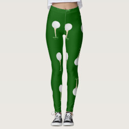 Leggings Patrón de pelotas de golf en verde