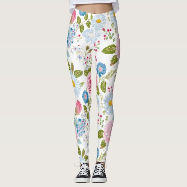 Leggings Patrón de Peonías Rosas  (Anverso)
