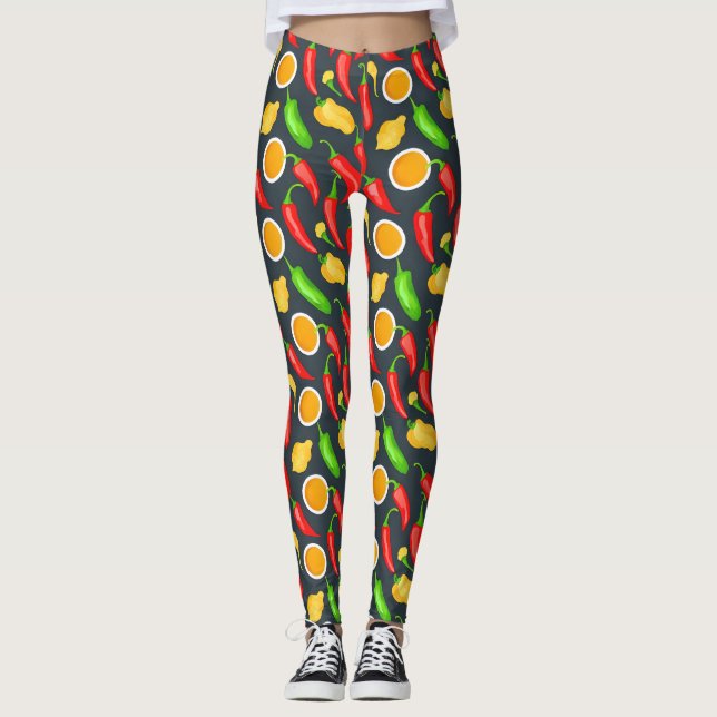 Leggings Patrón de Peppers de Chili Caliente (Anverso)
