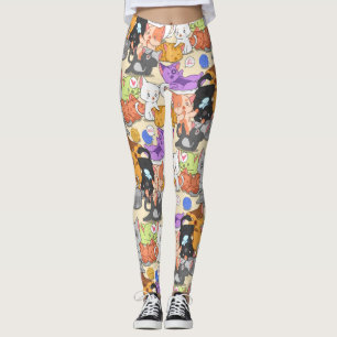 Leggings Patrón de pequeños gatos