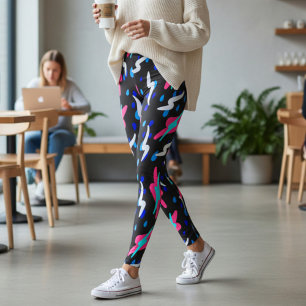 Leggings Patrón de perno de relámpago vintage en negrita