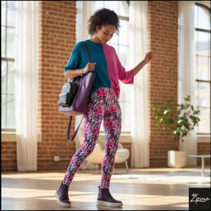 Leggings Patrón de Perro Atestado Filtrado Rosa Púrpura