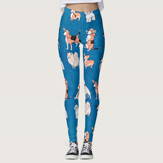 Leggings Patrón de perro blanco (Anverso)