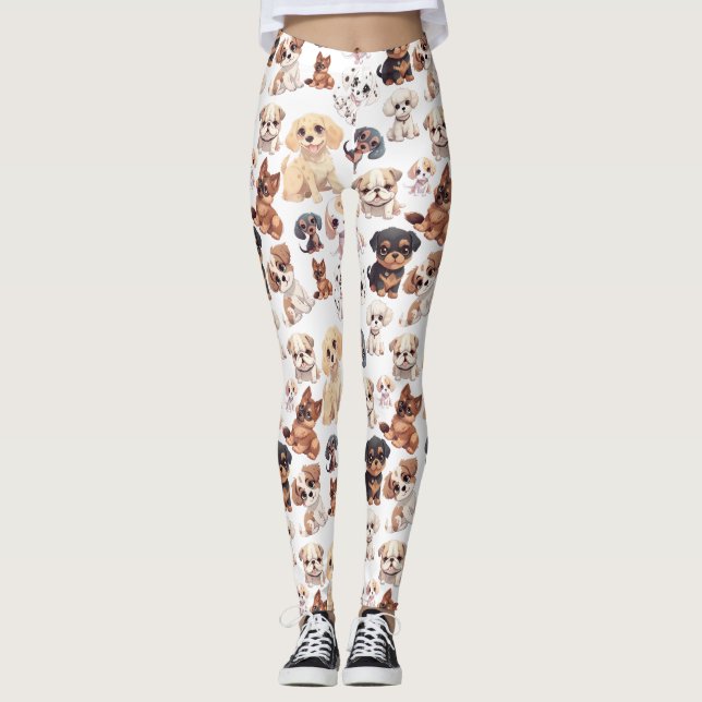 Leggings Patrón de perro de cachorro (Anverso)
