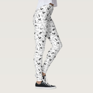 Leggings patrón de perro de yoga lindo en fondo blanco