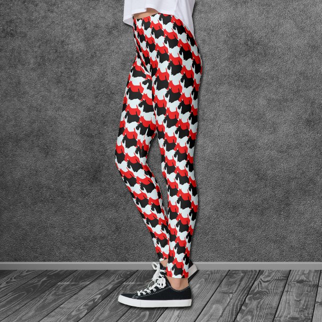 Leggings Patrón de perro escocés rojo negro (Subido por el creador)