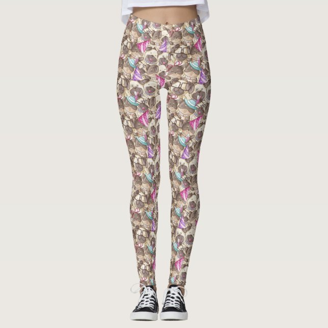 Leggings Patrón de perro lindo (Anverso)