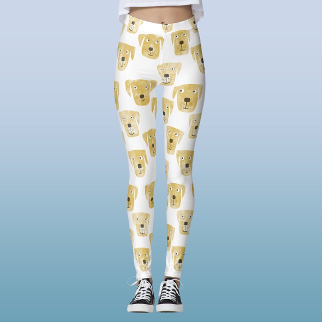 Leggings Patrón de perro recuperador de Labrador dorado lin (Fun Golden Yellow Labrador Retriever Dog leggings or yoga pants to for animal lovers)