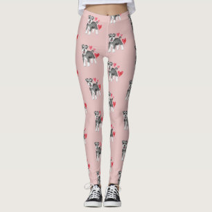 Leggings Patrón de perro Schnauzer en miniatura en rosa